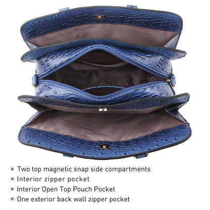 Fashion Embossed Pattern Two Tone Handbag with Matching Wallet l Dasein - Dasein Bags