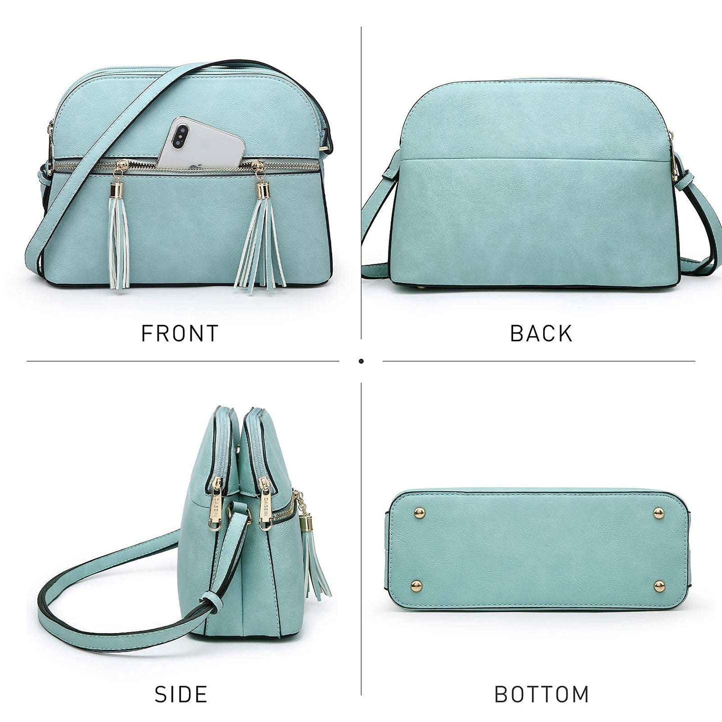 Tassel Front Zipper Crossbody Bag - Dasein Bags