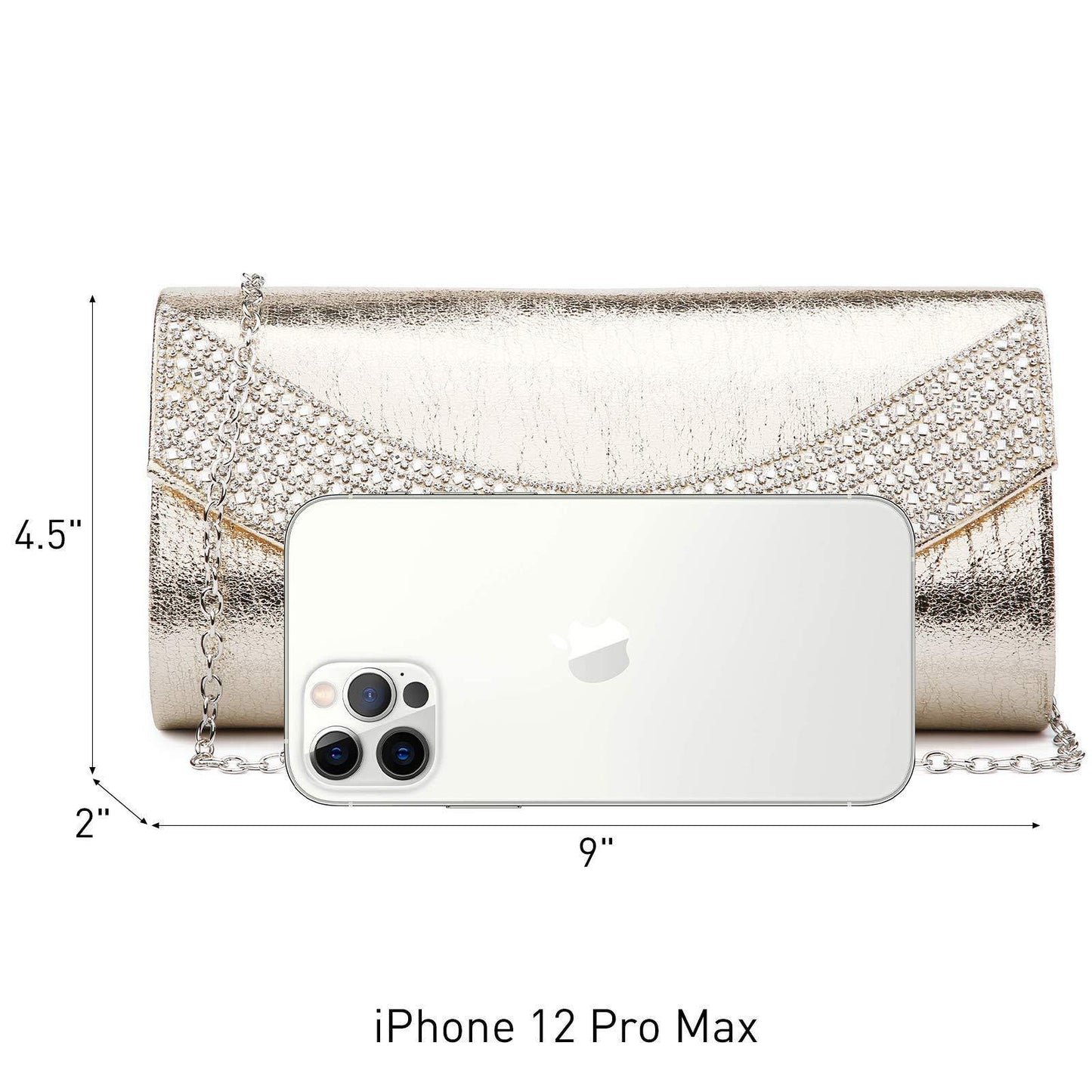 PU Leather Rhinestone Evening Bags Formal Wedding Party Purse Dasein - Dasein Bags