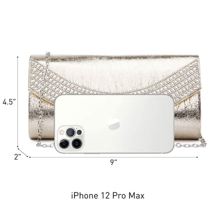 PU Leather Rhinestone Evening Bags Formal Wedding Party Purse Dasein - Dasein Bags