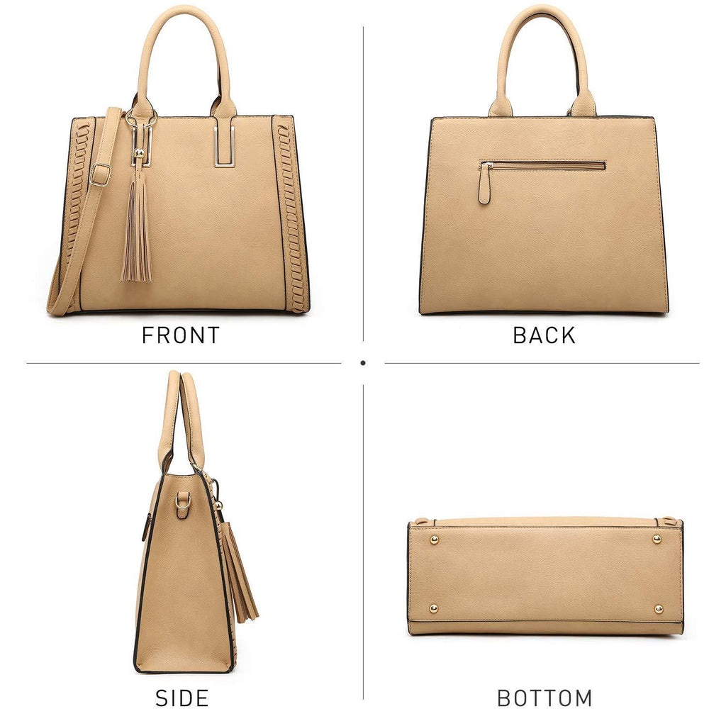 Tassel Weave Two Tone PU Leather Handbag with Matching Wallet l Dasein - Dasein Bags