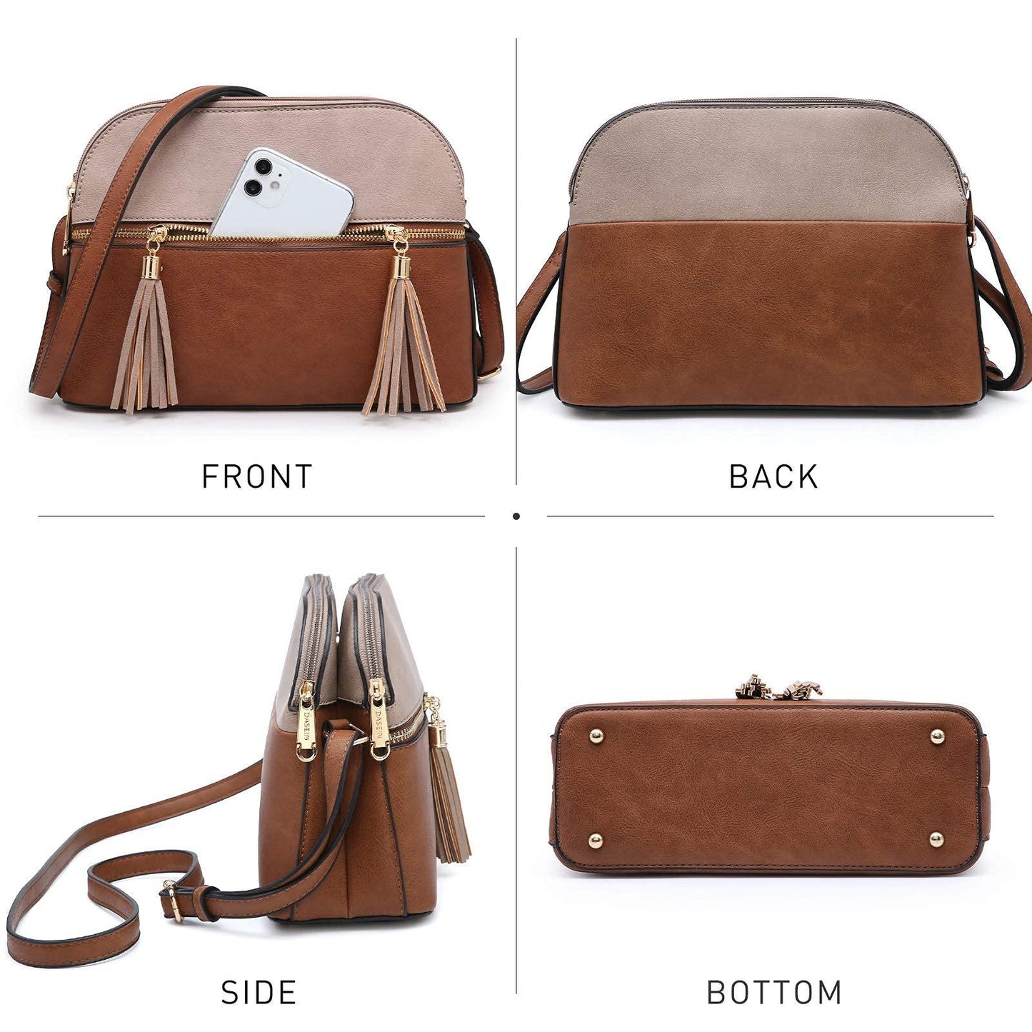 Two-Tone Tassel Crossbody Bag - Dasein Bags
