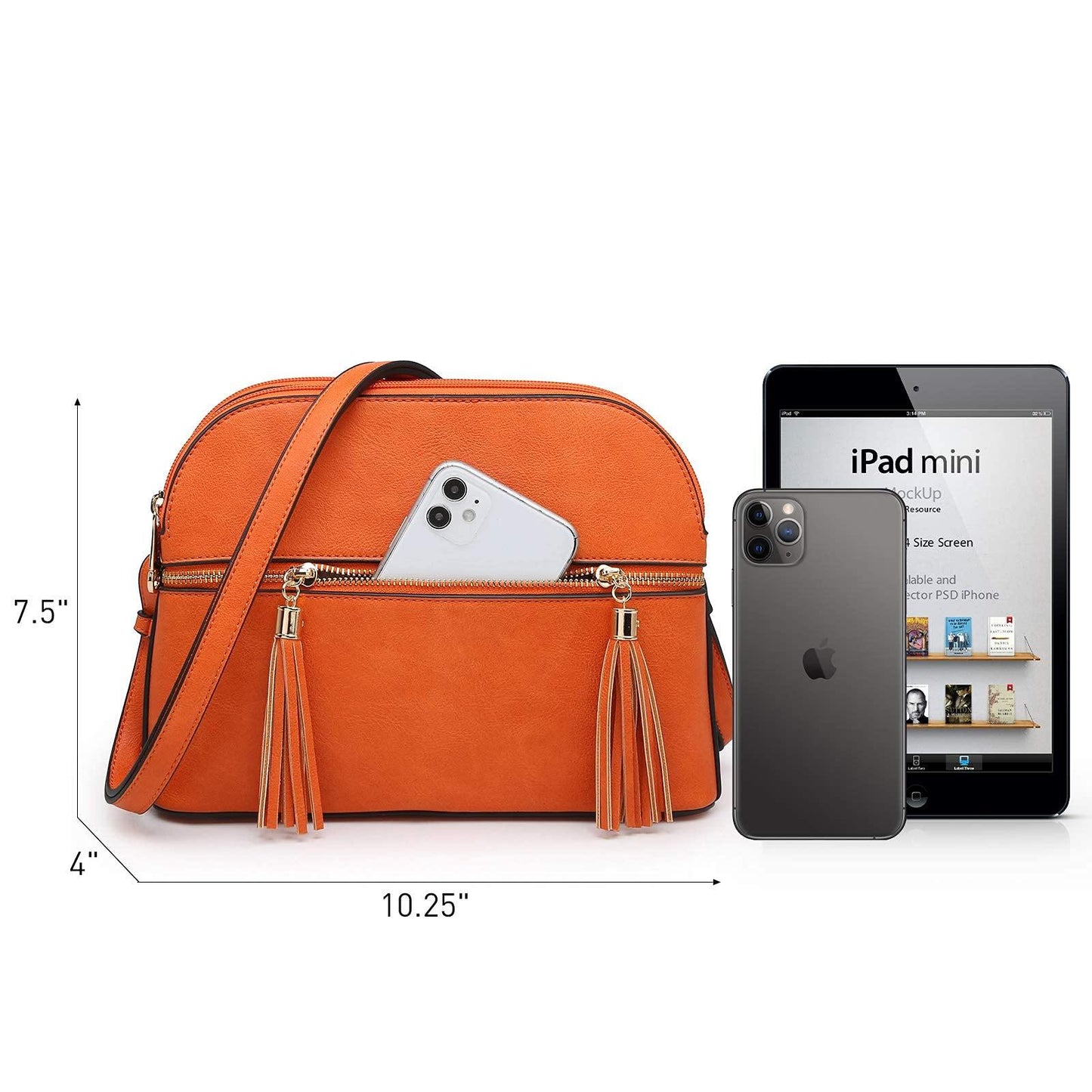 Tassel Front Zipper Crossbody Bag - Dasein Bags