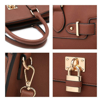 Classic Padlock Handbag with Matching Wallet - Dasein Bags