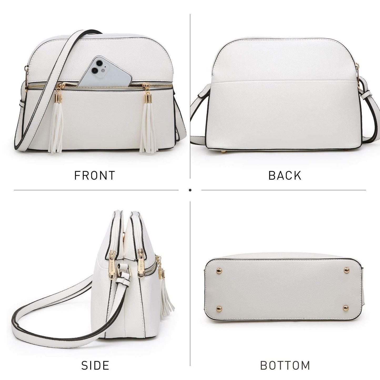 Tassel Front Zipper Crossbody Bag - Dasein Bags