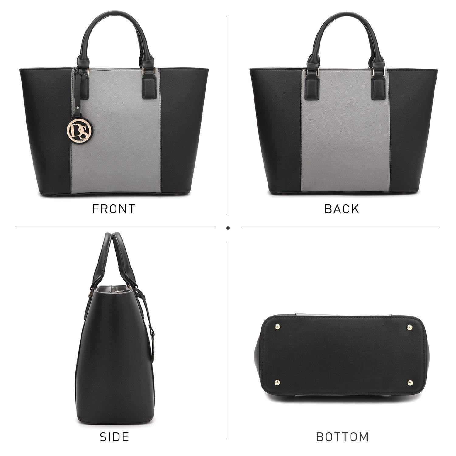 Fashion Stitching Color Large Tote Bag with Matching Wallet l Dasein - Dasein Bags