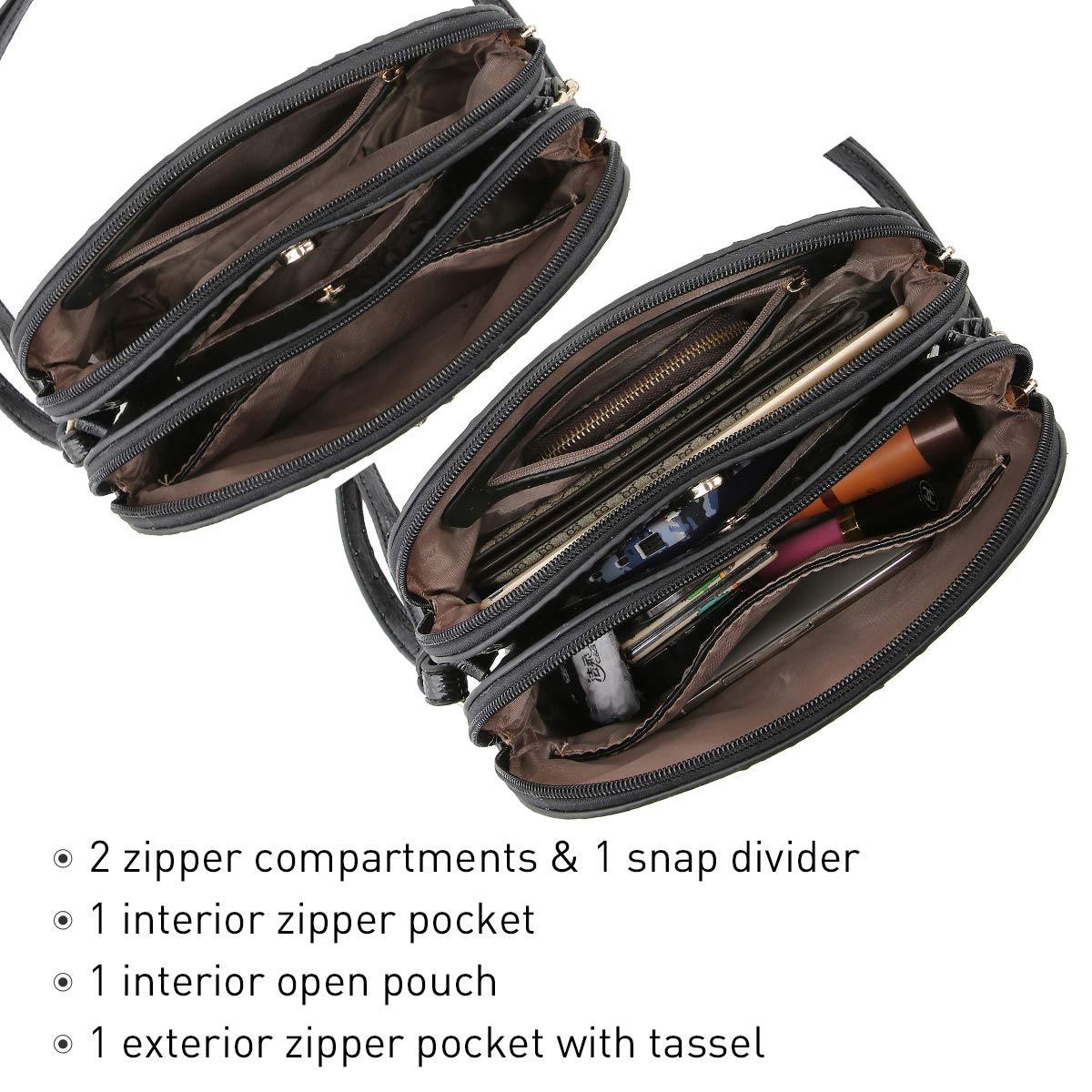 Fashion Embossed Pattern Tassel Crossbody Bag - Dasein Bags