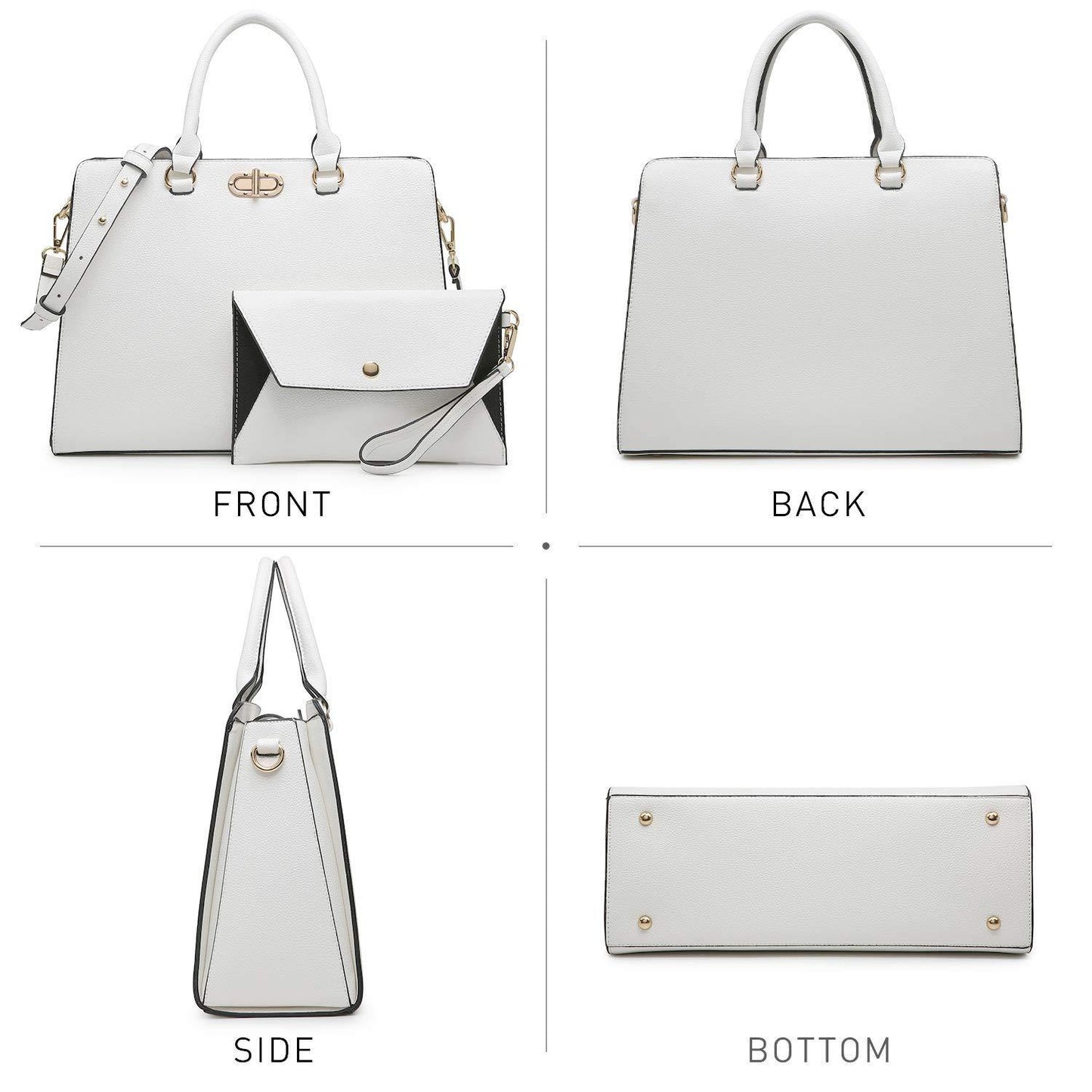 Twist Lock Handbag with Matching Wristlet - Dasein Bags