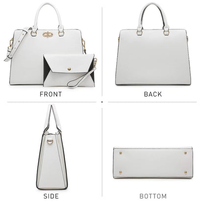 Twist Lock Handbag with Matching Wristlet - Dasein Bags