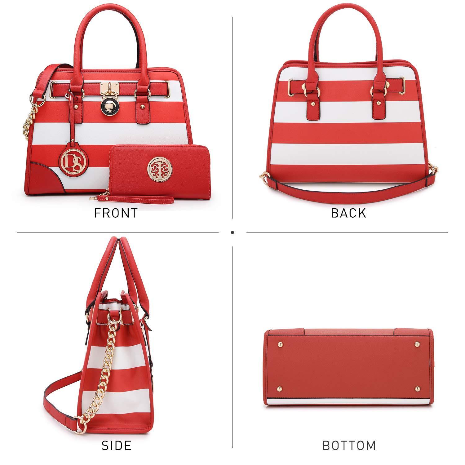 Two-Tone Handbag with Matching Wallet - Dasein Bags