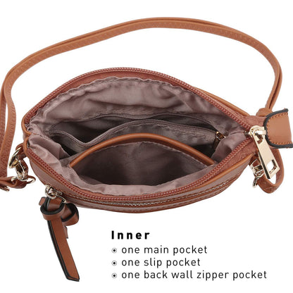 Lightweight Functional Multi Pocket Vegan Leather Shoulder Crossbody Bag l Dasein - Dasein Bags