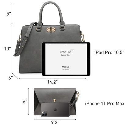 Twist Lock Handbag with Matching Wristlet - Dasein Bags