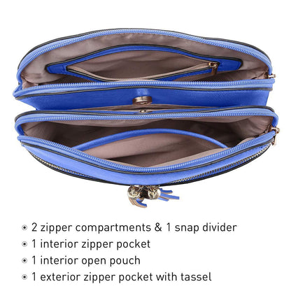 Tassel Front Zipper Crossbody Bag - Dasein Bags