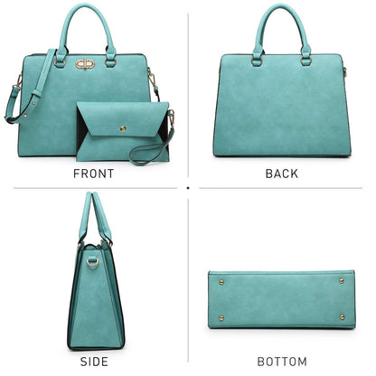 Twist Lock Handbag with Matching Wristlet - Dasein Bags