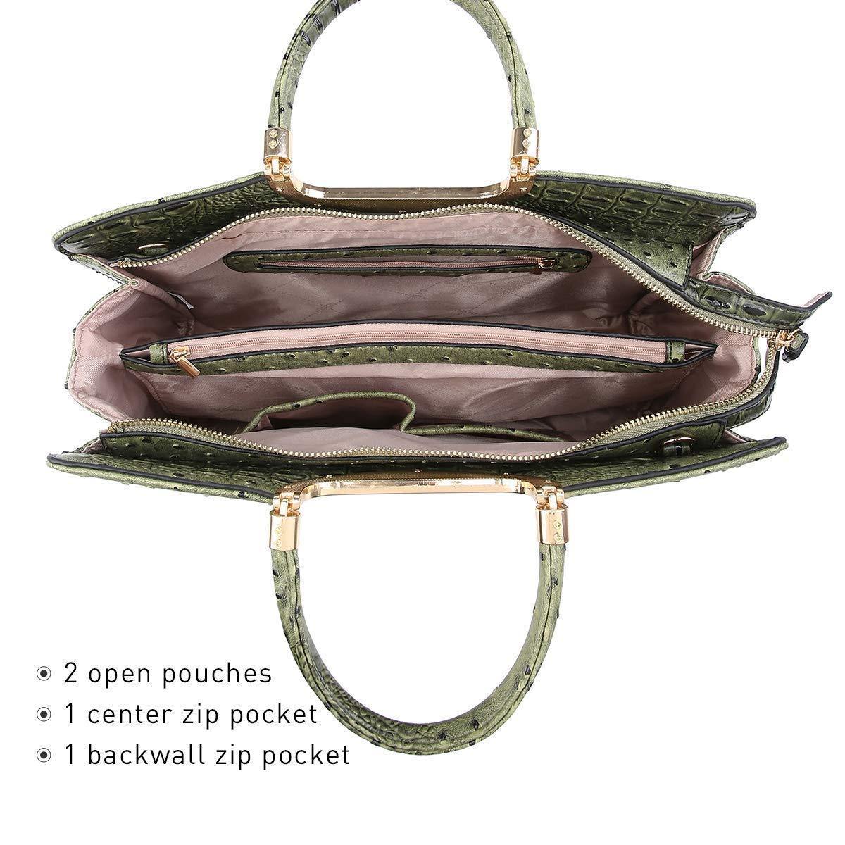 Embossed Pattern Top Handle Handbag with Matching Wallet - Dasein Bags