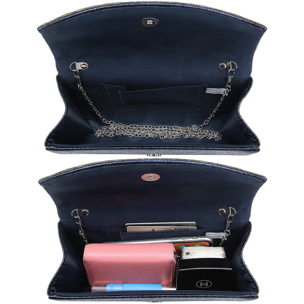PU Leather Rhinestone Evening Bags Formal Wedding Party Purse Dasein - Dasein Bags
