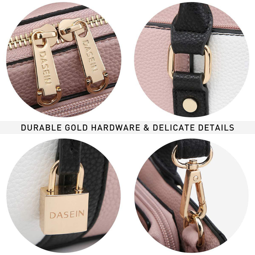 Padlock Two-Tone Satchel with Matching Wristlet - Dasein Bags