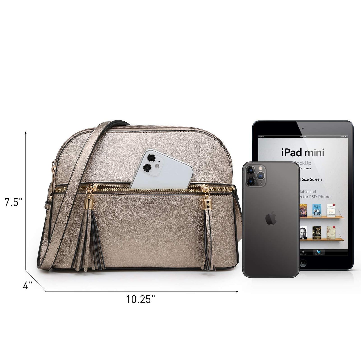 Tassel Front Zipper Crossbody Bag - Dasein Bags