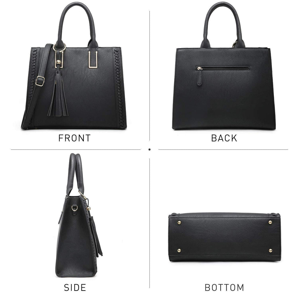 Tassel Weave Two Tone PU Leather Handbag with Matching Wallet l Dasein - Dasein Bags
