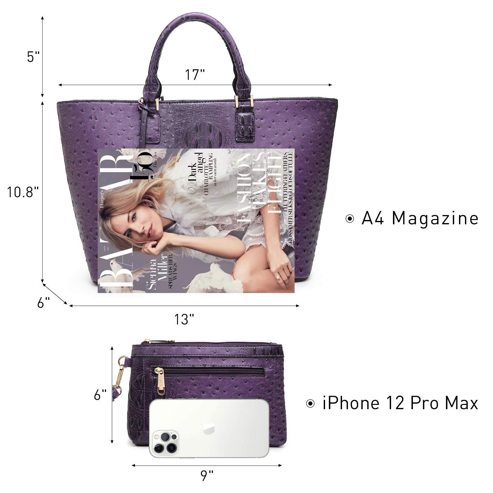 Fashion Embossed Pattern Tote with Matching Wallet - Dasein Bags
