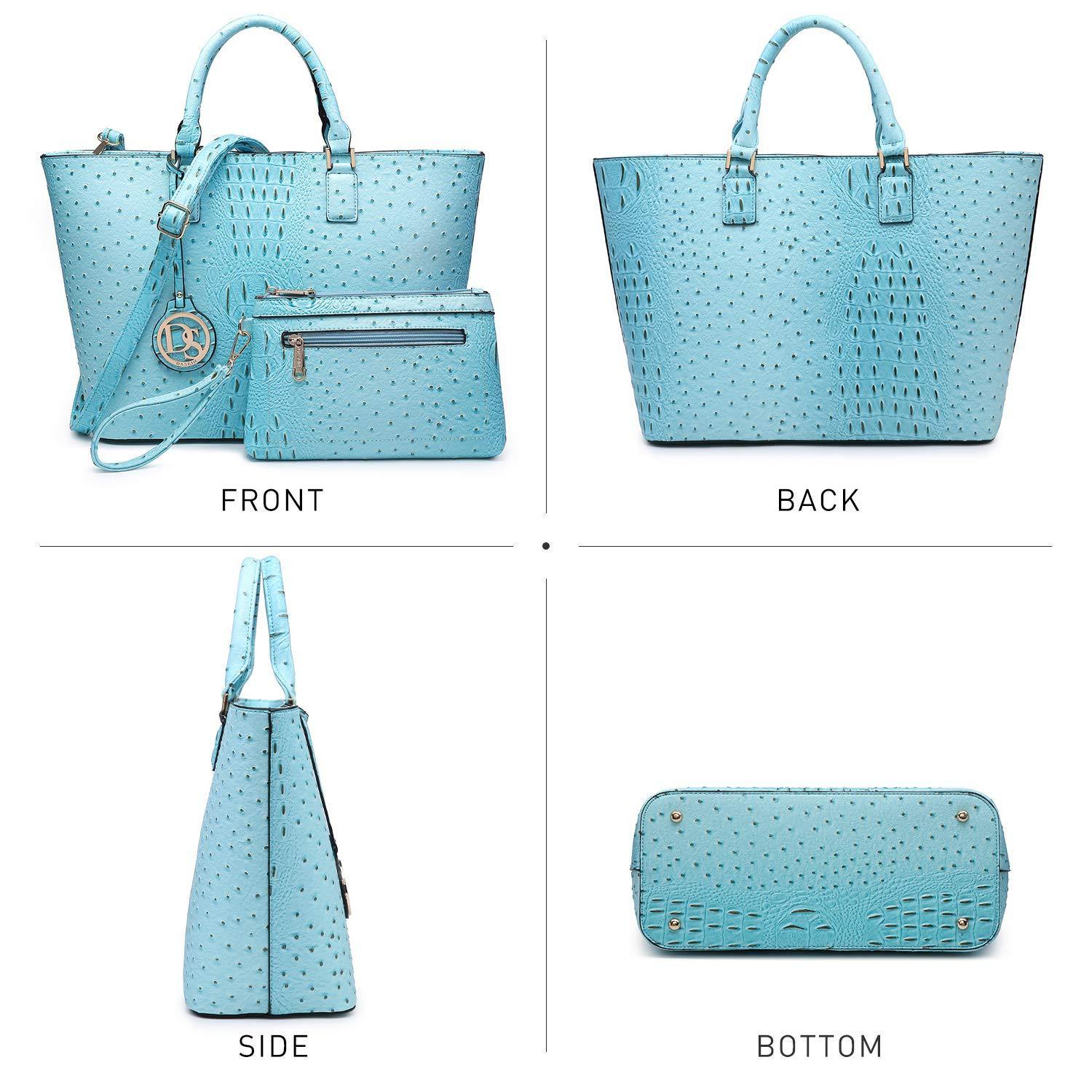 Fashion Embossed Pattern Tote with Matching Wallet - Dasein Bags
