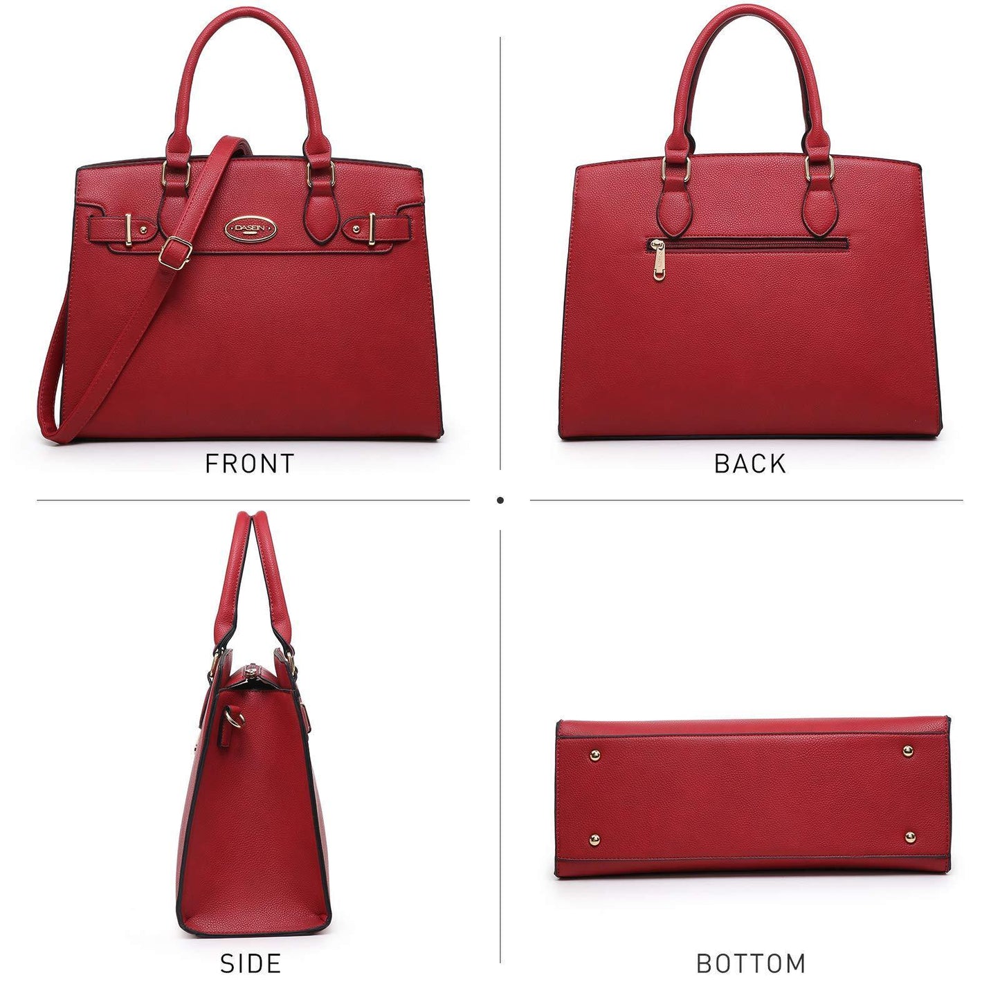 Ladies Shoulder Bag Top Handle Satchel Tote Work Bag with Matching Clutch l Dasein - Dasein Bags
