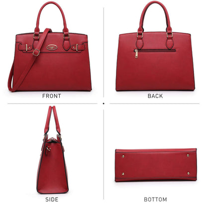 Ladies Shoulder Bag Top Handle Satchel Tote Work Bag with Matching Clutch l Dasein - Dasein Bags