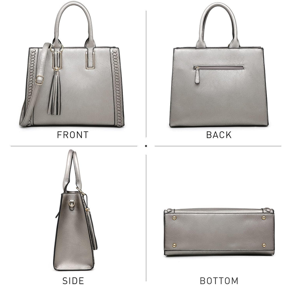 Tassel Weave Two Tone PU Leather Handbag with Matching Wallet l Dasein - Dasein Bags