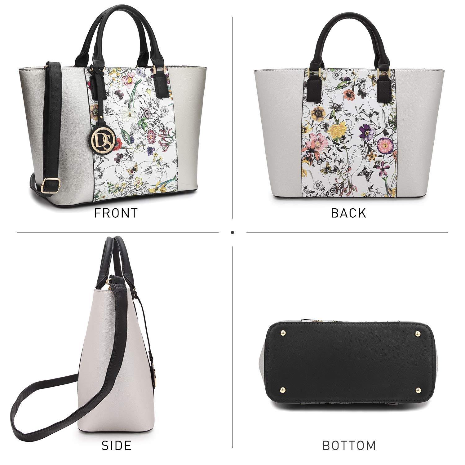 Fashion Stitching Color Large Tote Bag with Matching Wallet l Dasein - Dasein Bags
