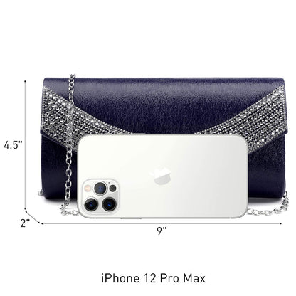 PU Leather Rhinestone Evening Bags Formal Wedding Party Purse Dasein - Dasein Bags