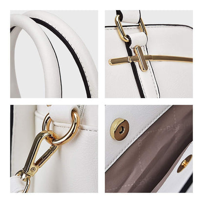 Gold-Tone Hardware Vegan Leather Textured Handbag with Matching Wallet l Dasein - Dasein Bags