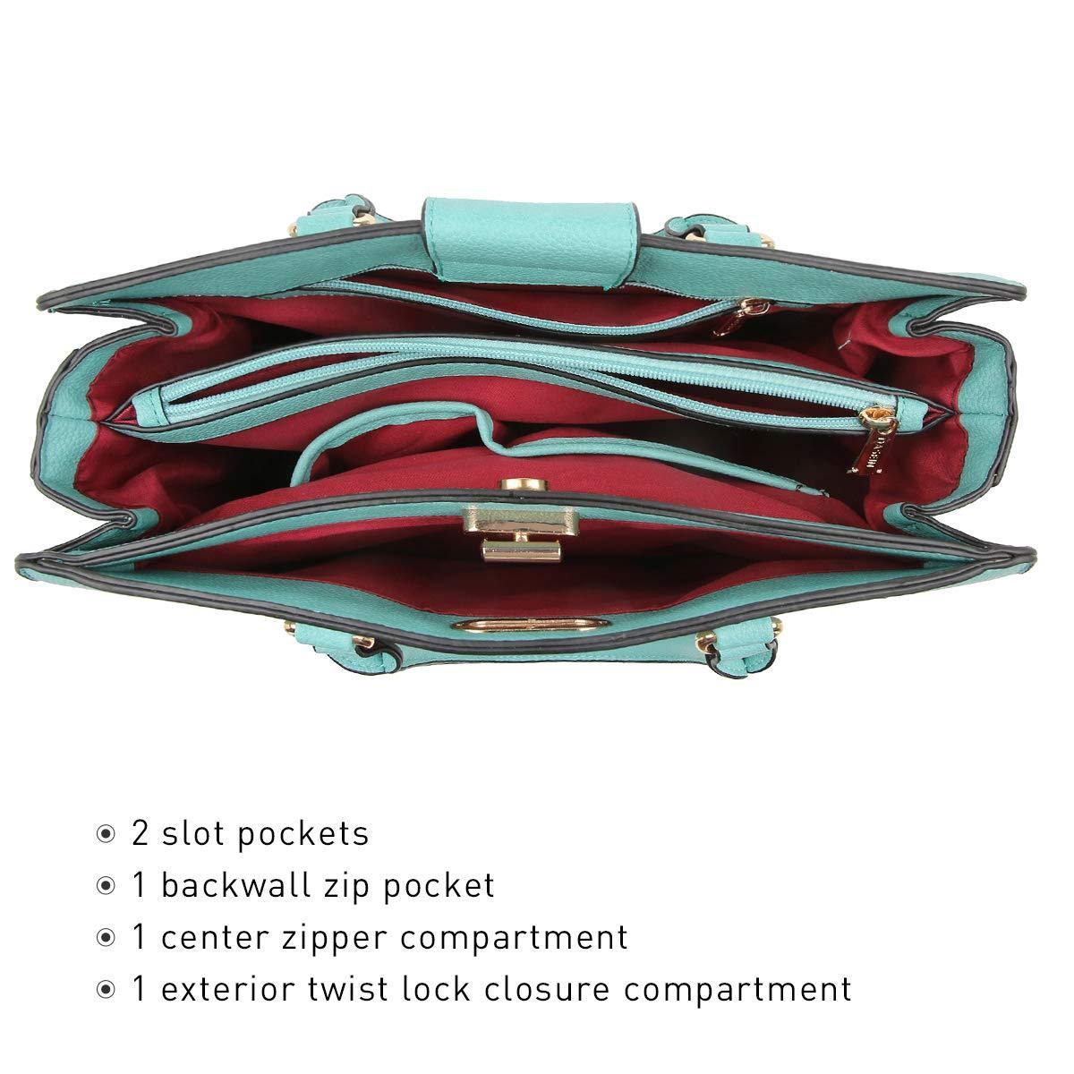 Twist Lock Handbag with Matching Wristlet - Dasein Bags