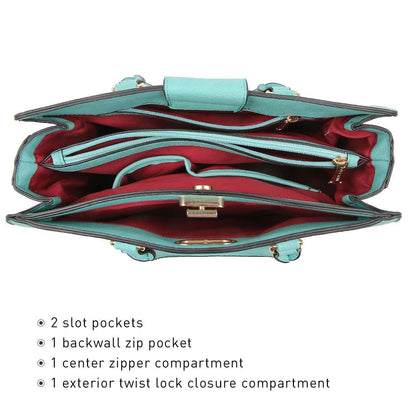 Twist Lock Handbag with Matching Wristlet - Dasein Bags