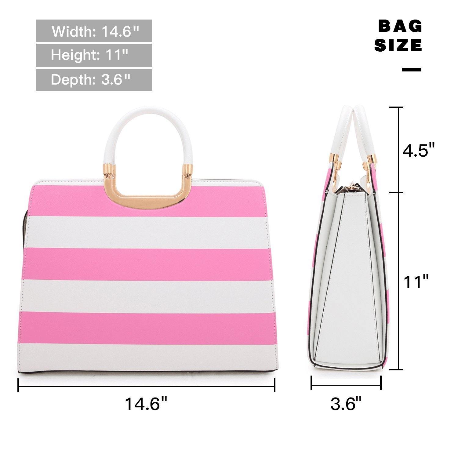 Saffiano Striped Briefcase Handbag - Dasein Bags