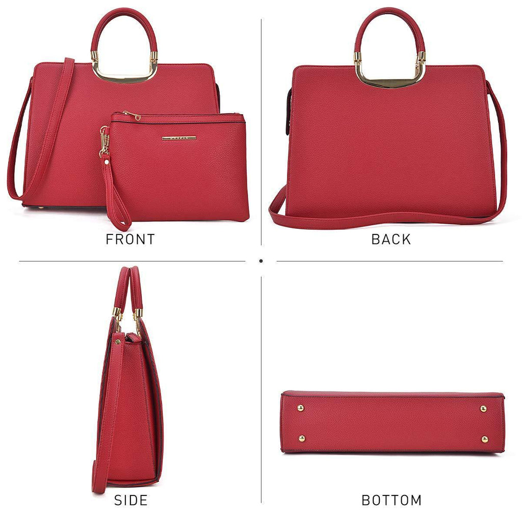 Pebble Texture Handbag with Matching Wristlet - Dasein Bags