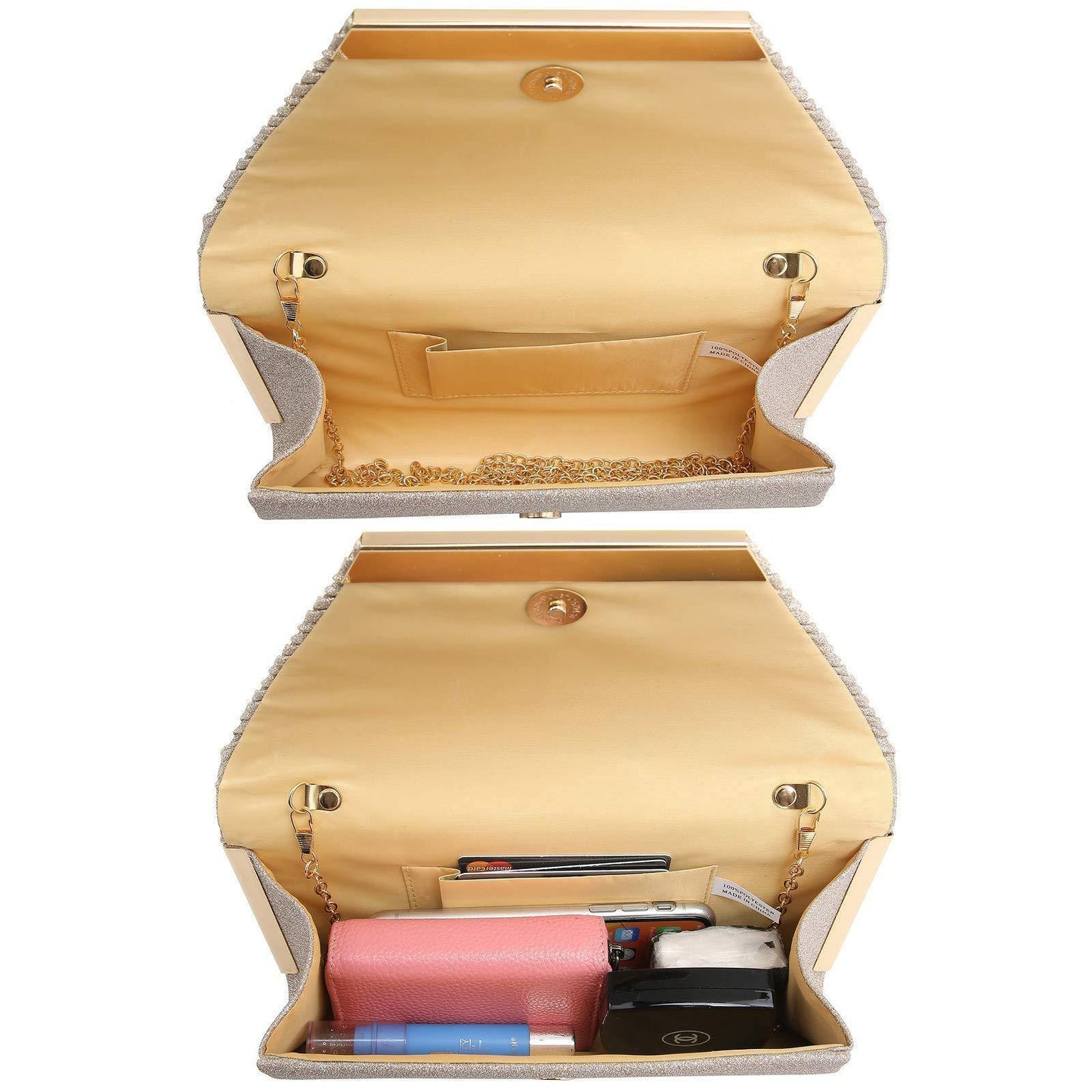 Dasein Glitter Flap Envelope Clutch Purses Evening Bags Wedding Party Prom Purse - Dasein Bags