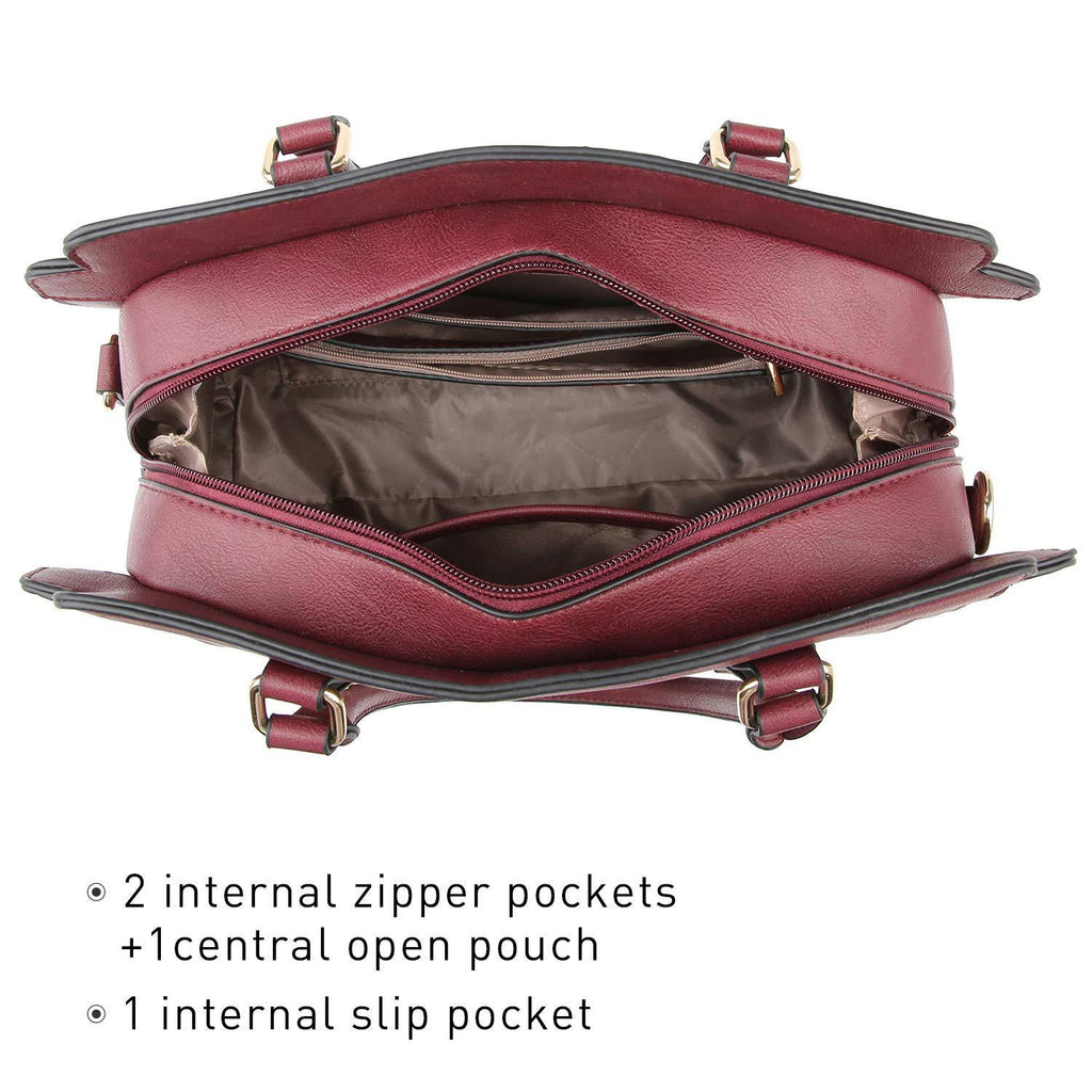 Top Handle Handbag with Matching Wristlet - Dasein Bags