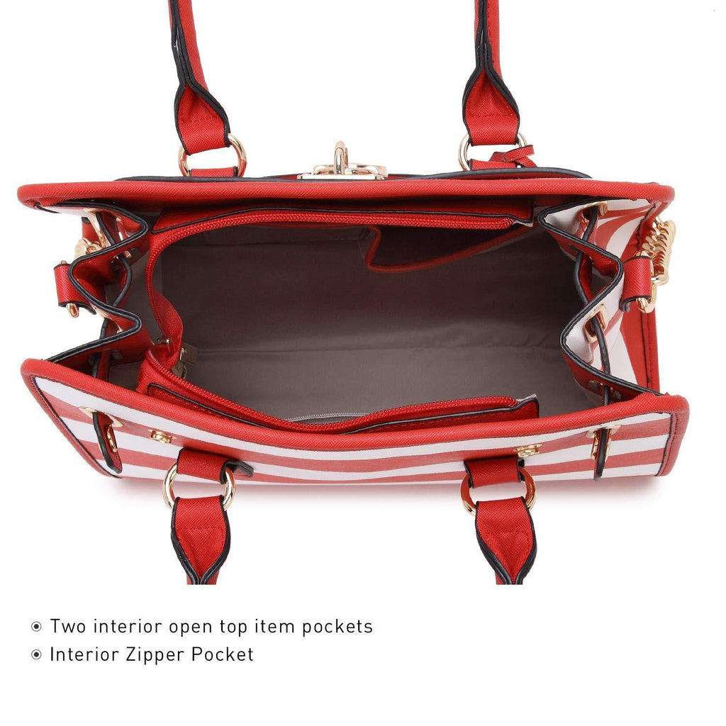 Two-Tone Handbag with Matching Wallet - Dasein Bags