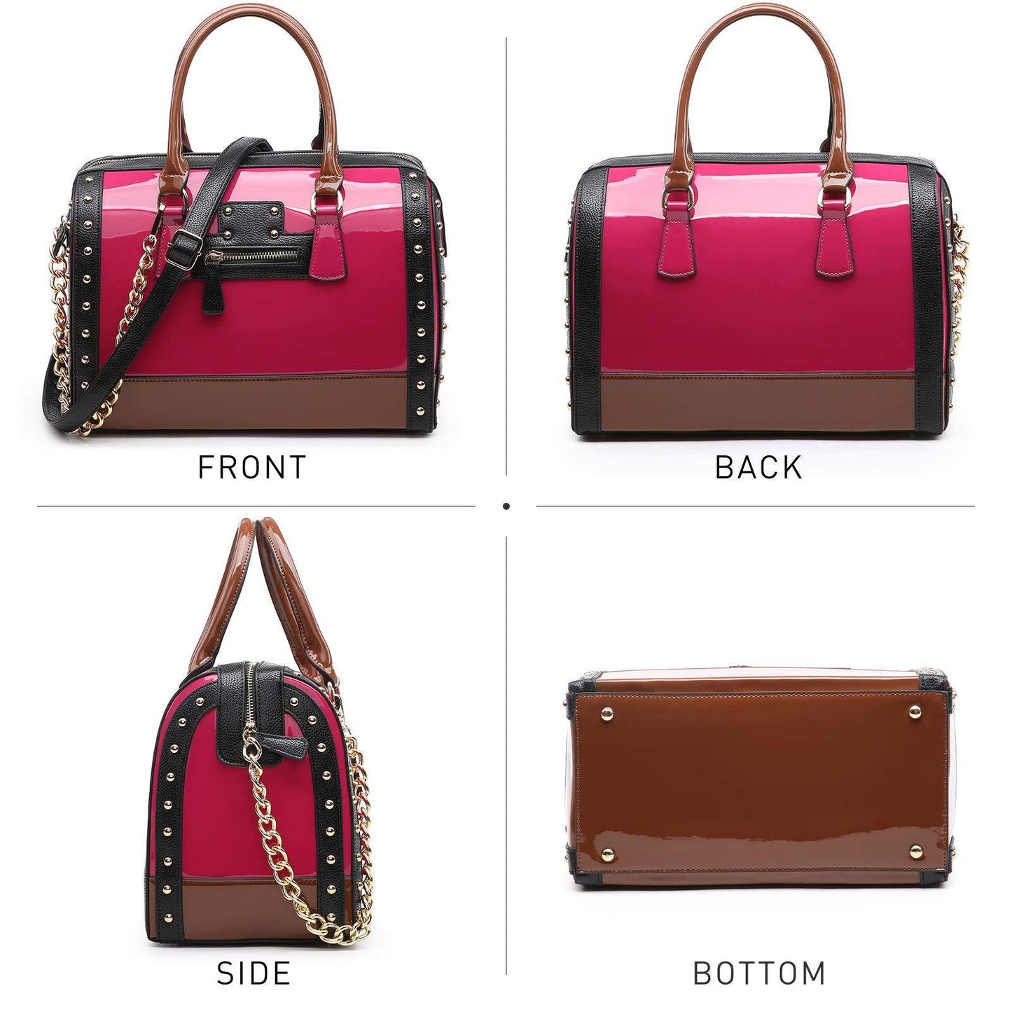 Shiny Patent Handbags Barrel Top Handle Bag for Women l Dasein - Dasein Bags