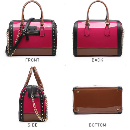 Shiny Patent Handbags Barrel Top Handle Bag for Women l Dasein - Dasein Bags
