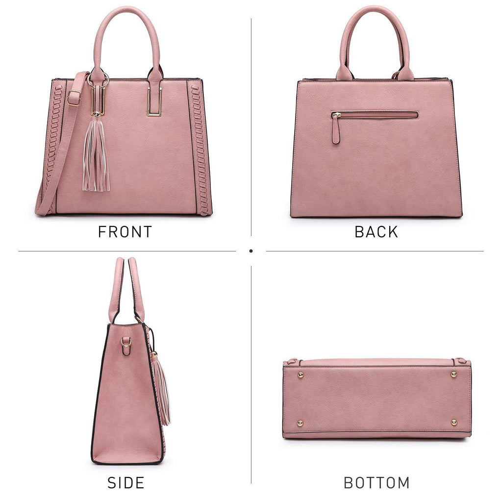 Tassel Weave Two Tone PU Leather Handbag with Matching Wallet l Dasein - Dasein Bags