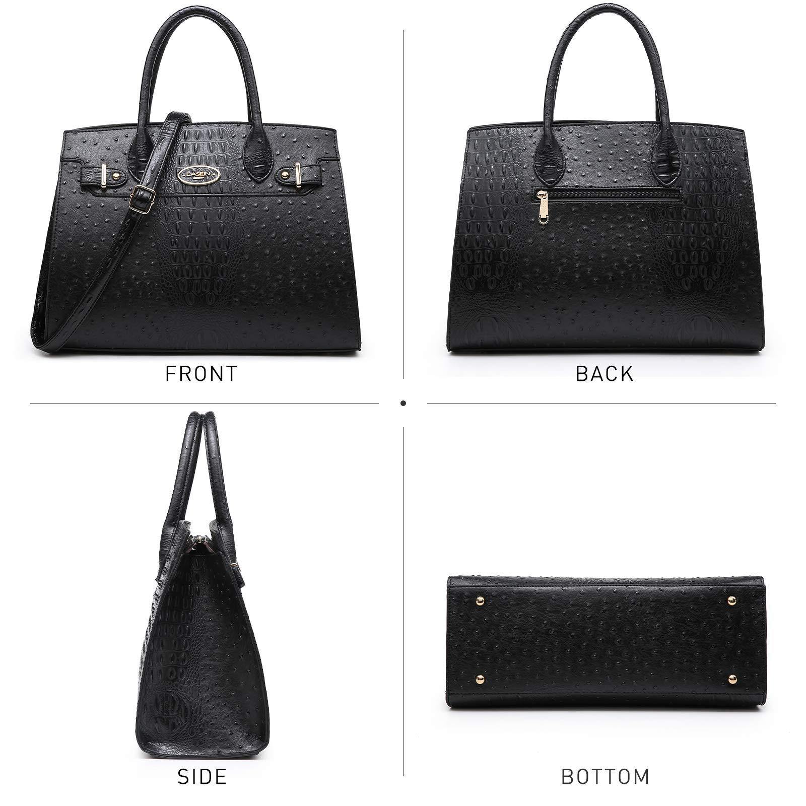 Fashion embossed Shoulder Top Handle Satchel Tote Bag with Matching Clutch l Dasein - Dasein Bags