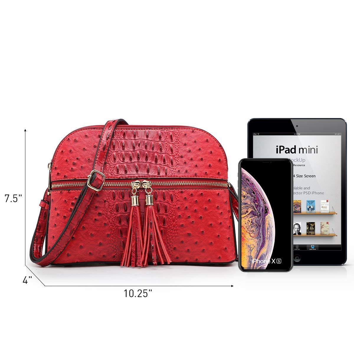 Fashion Embossed Pattern Tassel Crossbody Bag - Dasein Bags
