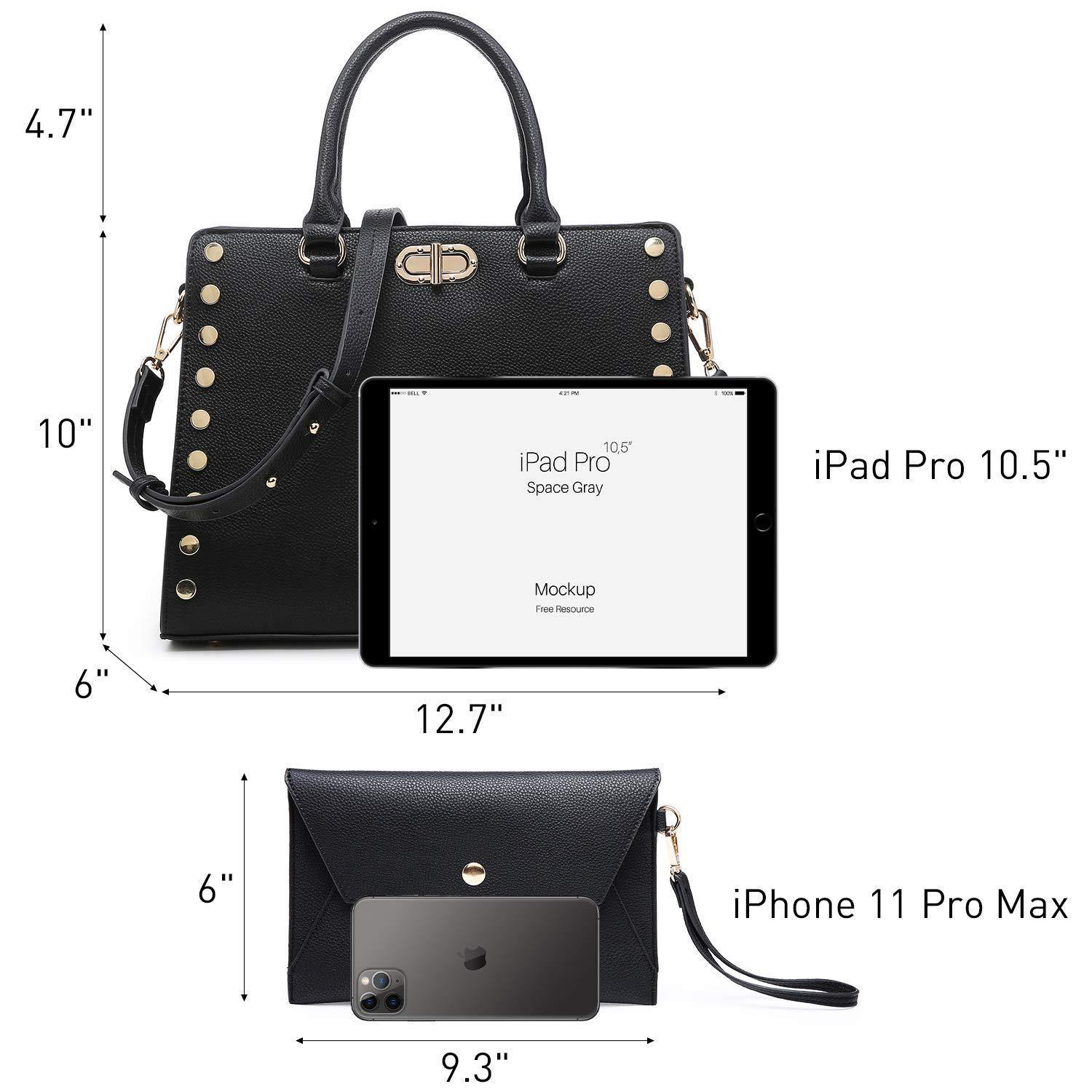 Studded Handbag with Matching Wristlet - Dasein Bags