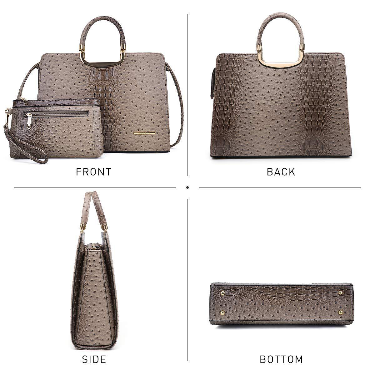 Embossed Pattern Top Handle Handbag with Matching Wallet - Dasein Bags