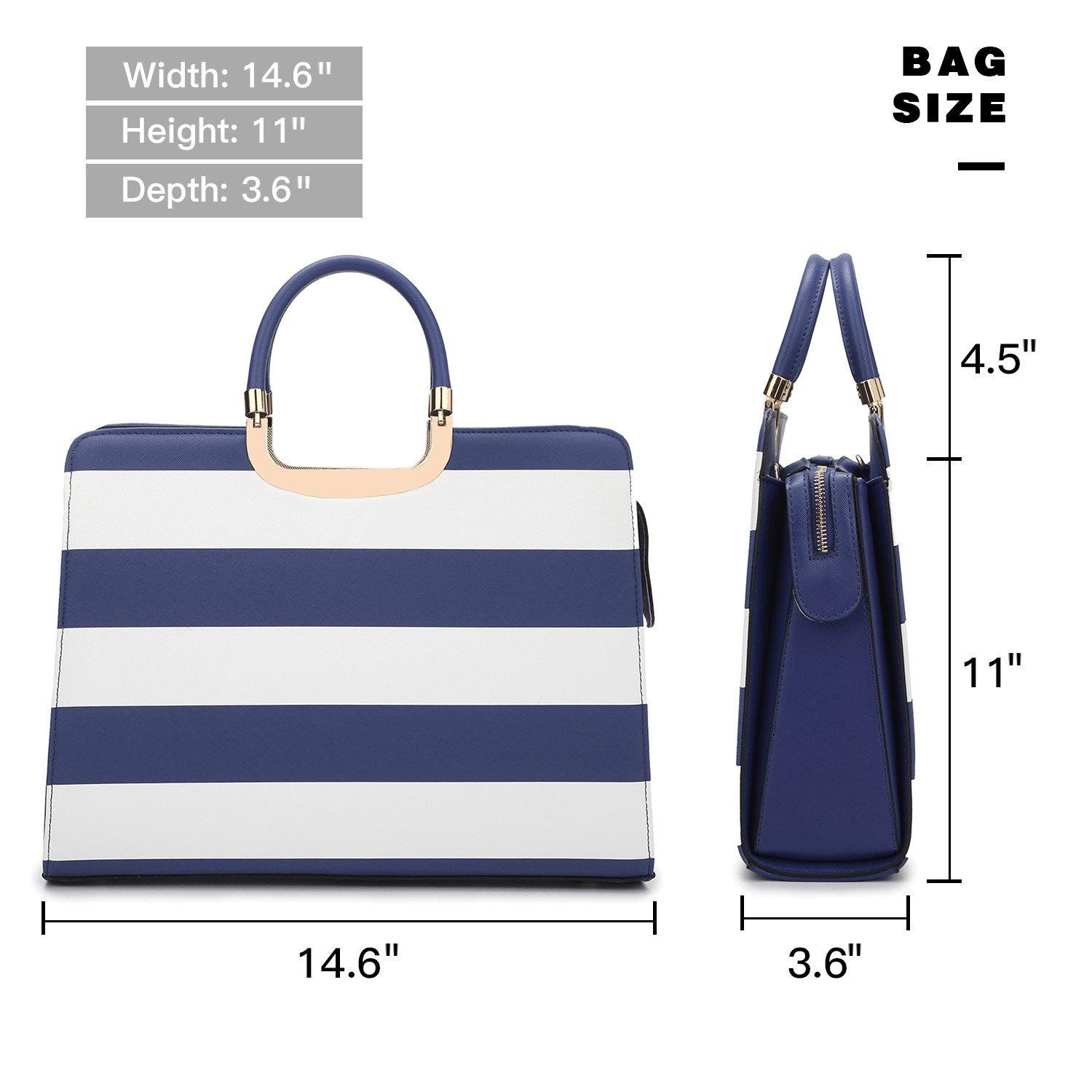 Saffiano Striped Briefcase Handbag - Dasein Bags
