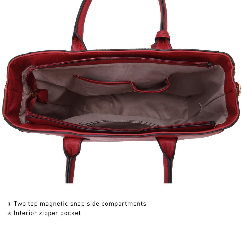 Solid-Color Emblem Tote Handbag - Dasein Bags