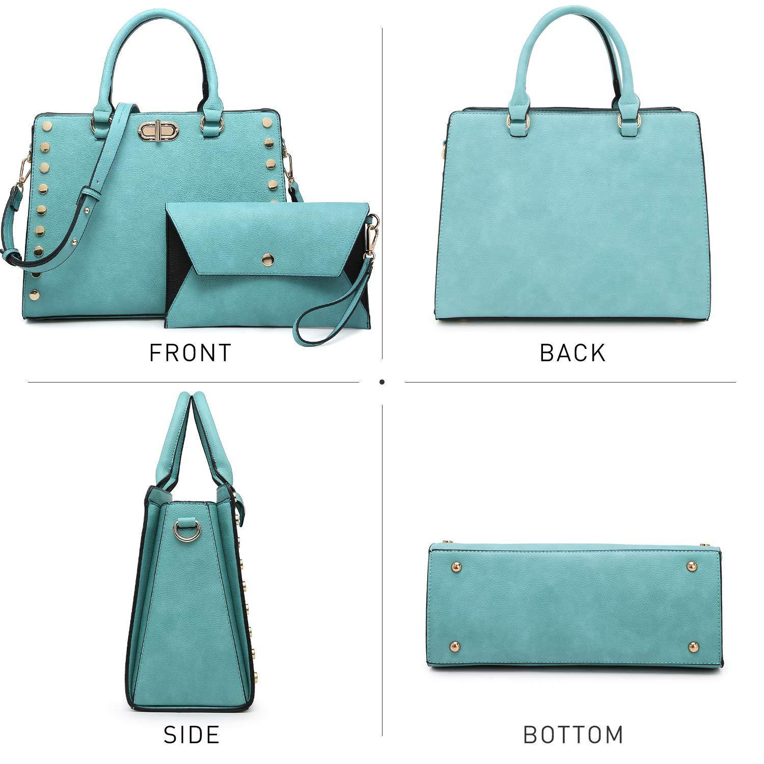Studded Handbag with Matching Wristlet - Dasein Bags