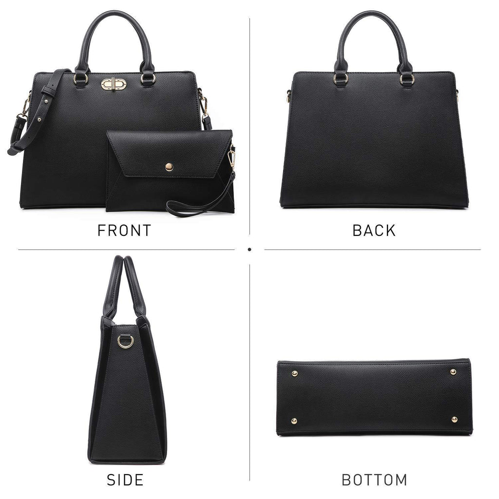 Twist Lock Handbag with Matching Wristlet - Dasein Bags