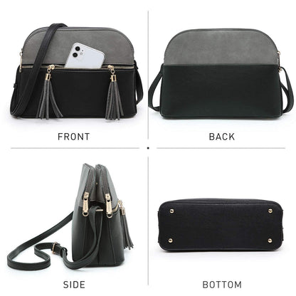 Two-Tone Tassel Crossbody Bag - Dasein Bags